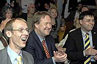 v.l.: Jens Brandt, Joachim Spatz und Marco Graulich auf der Wahlparty