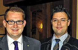 Nominierung der FDP-Direktkandidaten: Berthold Haustein (Landtag, links) und Marco Graulich (Bezirkstag). Foto: Franz Nickel